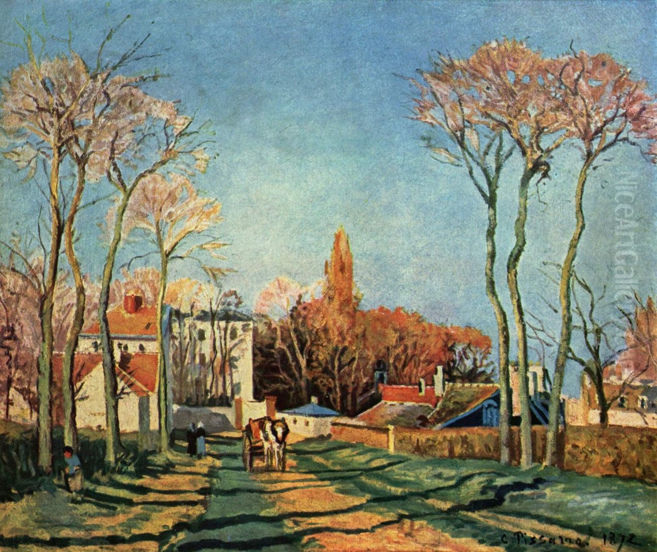 Entree du village de Voisins Oil Painting by Camille Pissarro