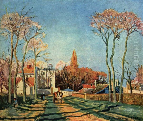 Dorfeingang von Voisins Oil Painting by Camille Pissarro
