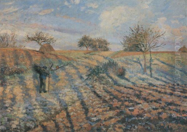 Hoar-Frost at Ennery Oil Painting by Camille Pissarro