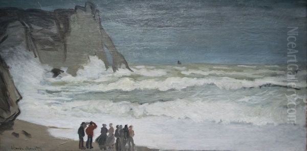 Grosse mer a Etretat Oil Painting by Claude Monet