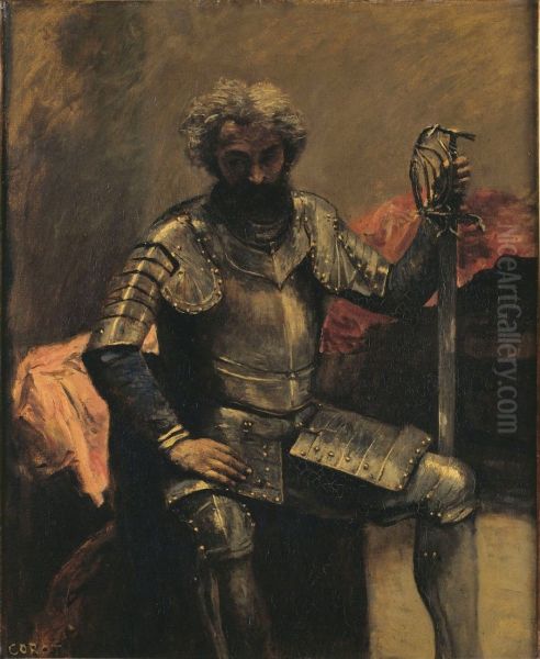 Homme en armure Oil Painting by Jean-Baptiste Camille Corot