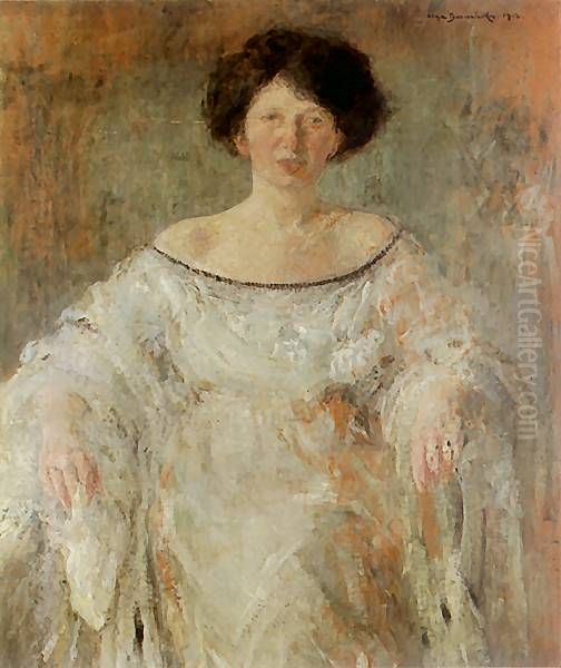 Portret mlodej kobiety w bieli Oil Painting by Olga Boznanska