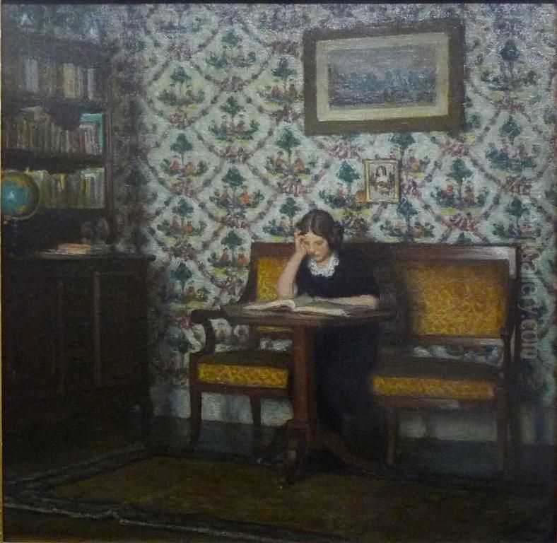 Jeune Fille lisant Oil Painting by Rene-Xavier Prinet