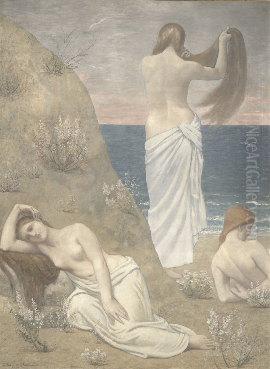 Young Girls by the Seaside Oil Painting by Pierre Puvis de Chavannes Young Girls by the Seaside Oil Painting by Pierre Puvis de Chavannes
