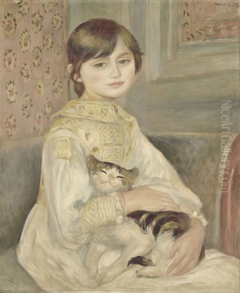 Julie Manet, dit aussi l'Enfant au chat Oil Painting by Pierre-Auguste Renoir
