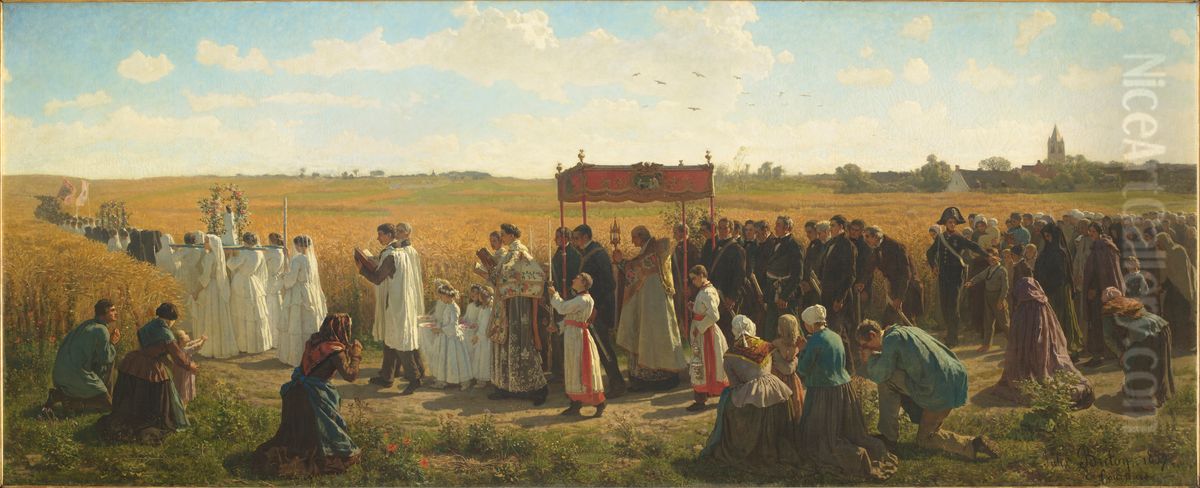 The Blessing of the wheat in Artois Oil Painting by Jules Breton
