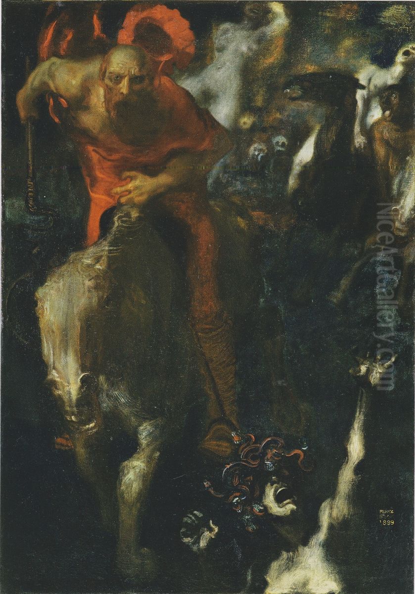 Wilde Jagd Oil Painting by Franz Stuck