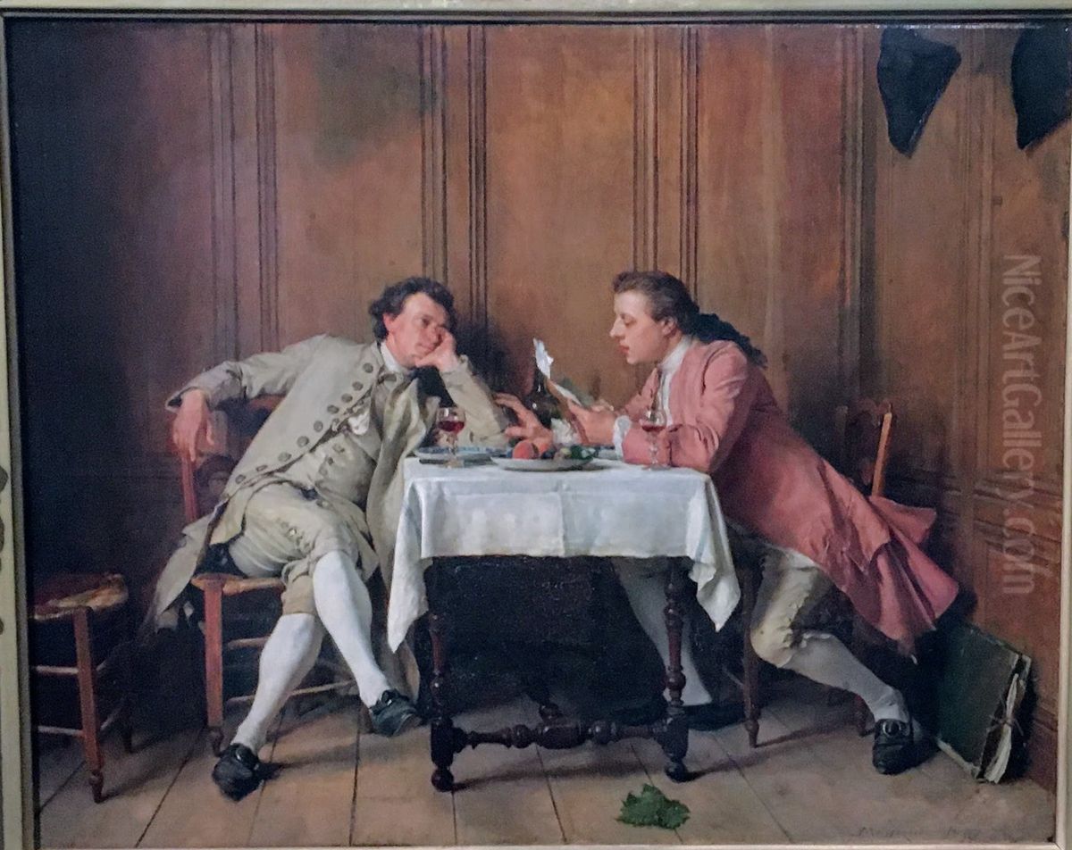 La Confidence, epoque de Louis XV Oil Painting by Jean-Louis-Ernest Meissonier
