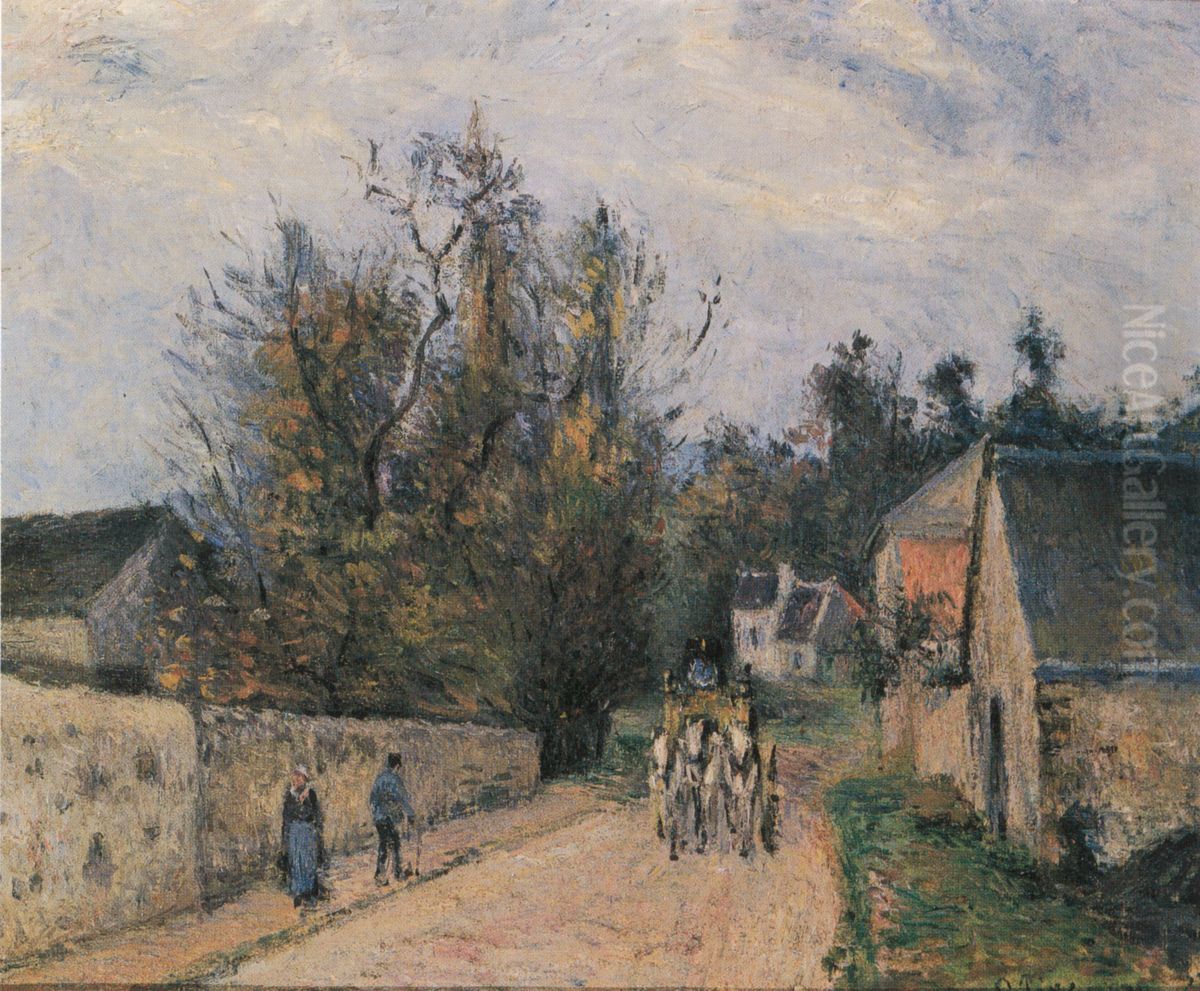 Rue de l'Hermitage near Ennery, Pontoise Oil Painting by Camille Pissarro