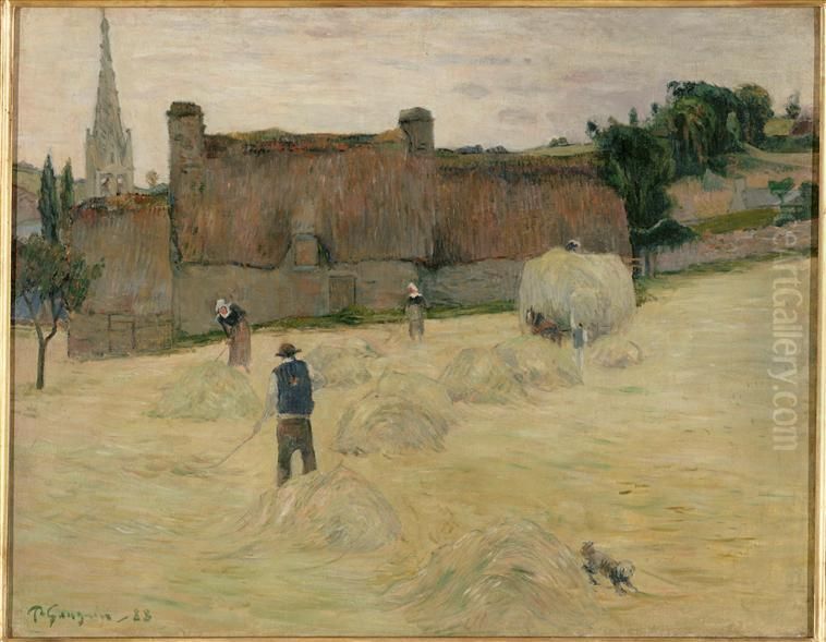 La Fenaison en Bretagne Oil Painting by Paul Gauguin