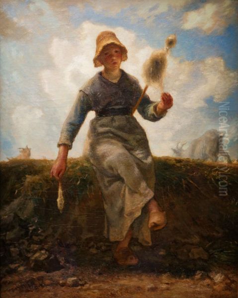La fileuse, chevriere auvergnate Oil Painting by Jean-Francois Millet