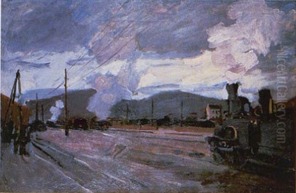 Argenteuil Station Oil Painting by Claude Oscar Monet