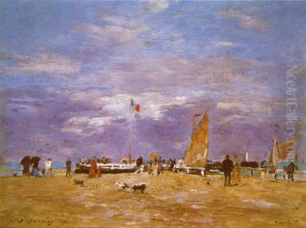 Mole von Deauville Oil Painting by Eugene Louis Boudin