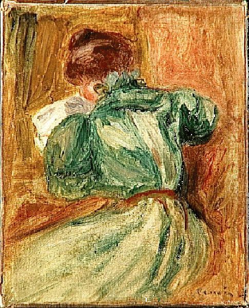 The Green Reader Oil Painting by Pierre Auguste Renoir