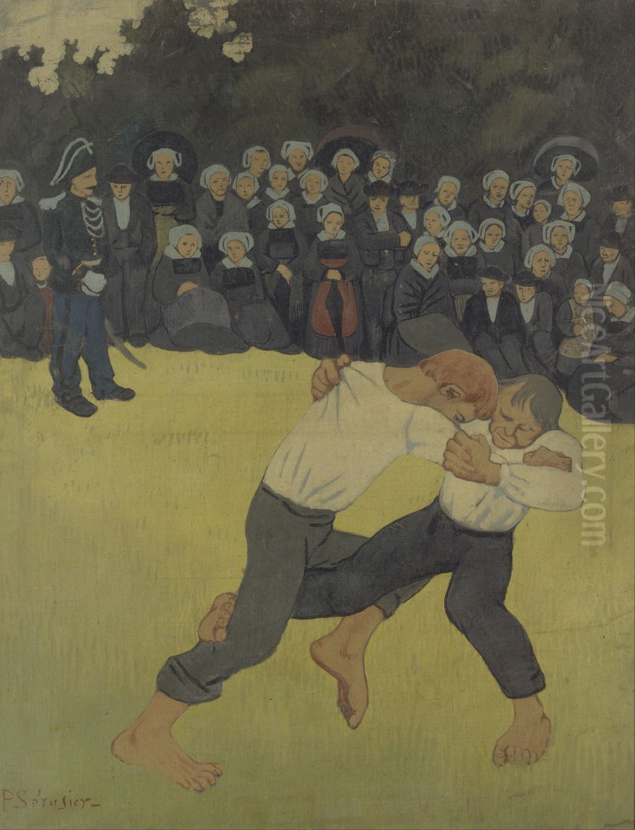 La Lutte bretonne Oil Painting by Paul Serusier
