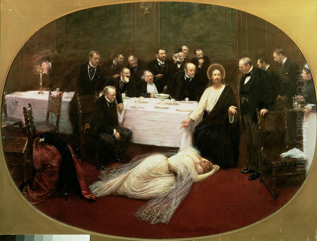 St. Mary Magdalene in the House of Simon the Pharisee Oil Painting by Jean Beraud