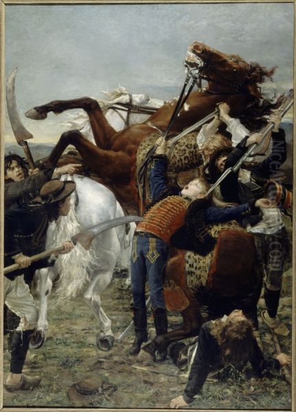 La mort de Bara Oil Painting by Jean-Joseph Weerts