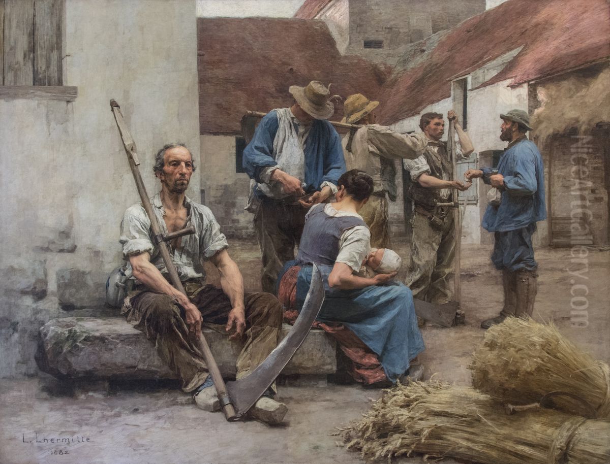 La paye des moissonneurs Oil Painting by Leon Augustin Lhermitte