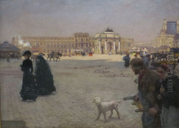 Place du Carrousel and Tuileries in Ruins Oil Painting by Giuseppe de Nittis