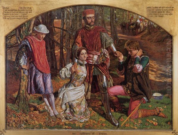Two Gentlemen of Verona, Valentine Rescuing Sylvia From Proteus Oil Painting by William Holman Hunt