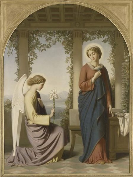 La Salutation angelique ou L'Annonciation Oil Painting by Eugene Emmanuel Amaury Duval