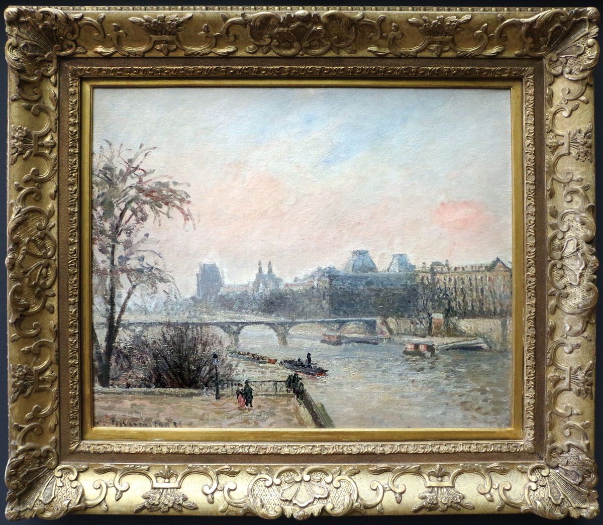 la senna e il louvre Oil Painting by Camille Pissarro