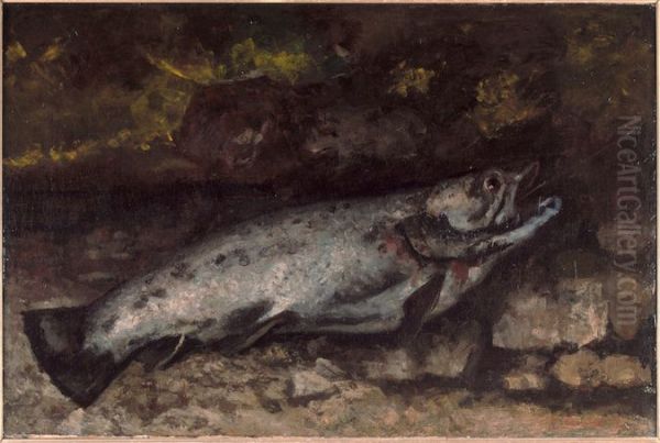 Trout Oil Painting by Gustave Courbet