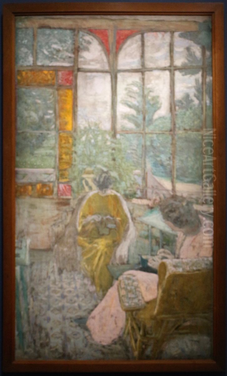 The veranda of Coadigou in Loctudy, Marcelle Aron and Marthe Mellot Oil Painting by Jean-Edouard Vuillard