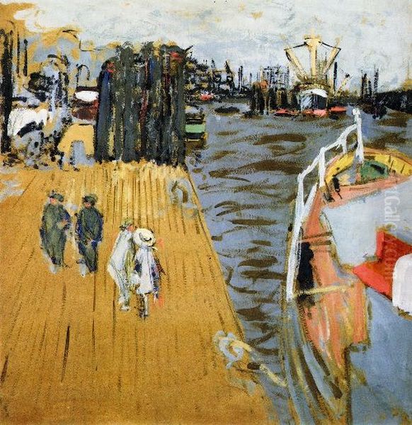 Le Cargo a quai, Hambourg Oil Painting by Jean-Edouard Vuillard