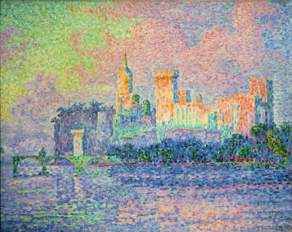 Paul Signac,Le chateau des Papes(Le Palais des Papes), Avignon, 1909 Oil Painting by Paul Signac
