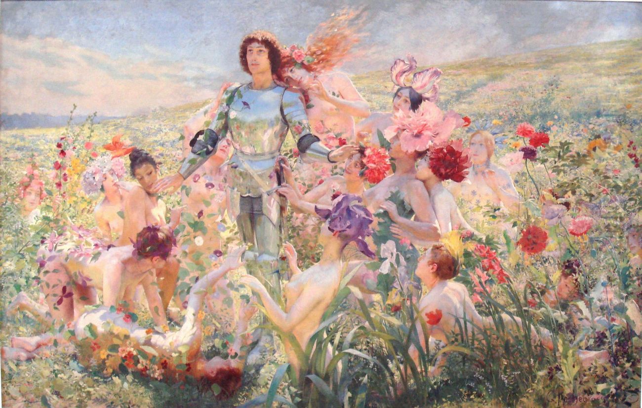 Le Chevalier aux Fleurs Oil Painting by Georges Rochegrosse