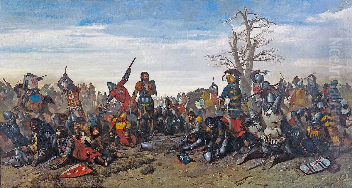 Le Combat des Trente Oil Painting by Octave Penguilly l'Haridon