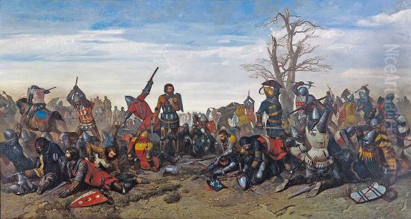 The Battle of the Thirty (1350) Oil Painting by Octave Penguilly l'Haridon