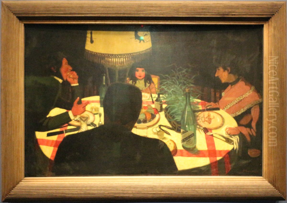 Le diner, effet de lampe Oil Painting by Felix Vallotton