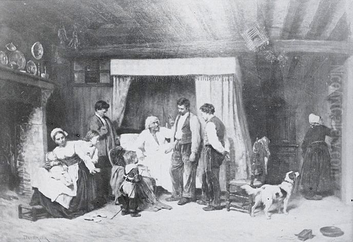 Le Laboureur et ses enfants Oil Painting by Duverger, Theophile Emmanuel