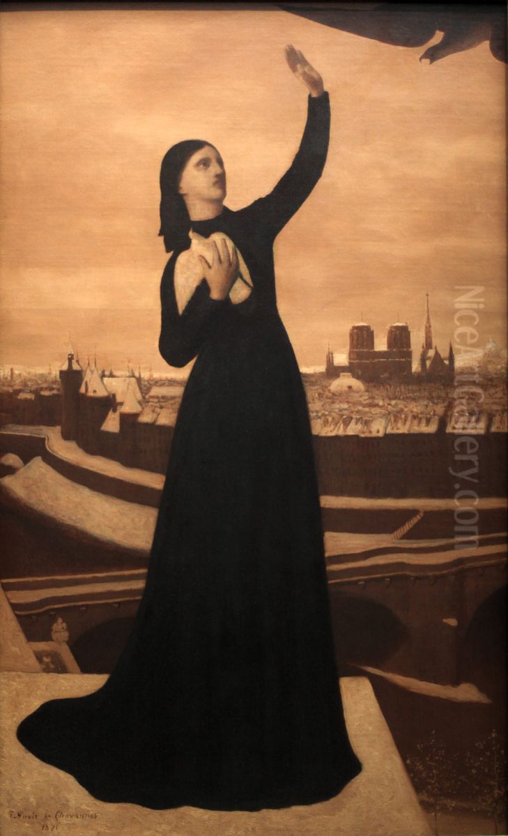The pigeon Oil Painting by Pierre Puvis de Chavannes