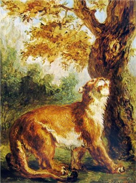 The Puma Oil Painting by Eugene Delacroix