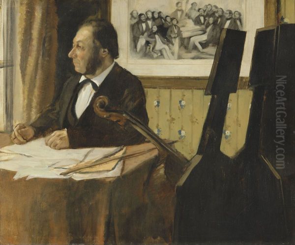 Le Violoncelliste Pilet Oil Painting by Edgar Degas