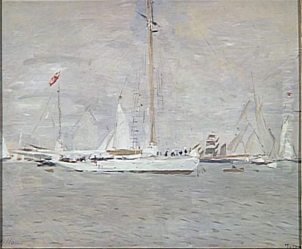 Le yacht Nereus en rade de Cowes Oil Painting by Paul Cesar Helleu