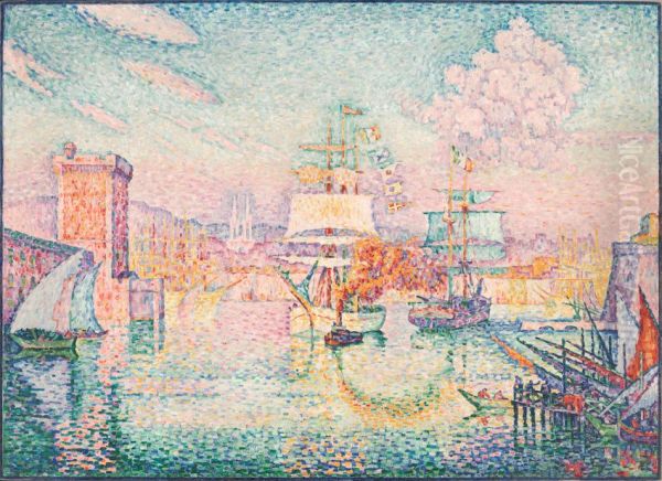 Entrance of Marseille Harbor Oil Painting by Paul Signac
