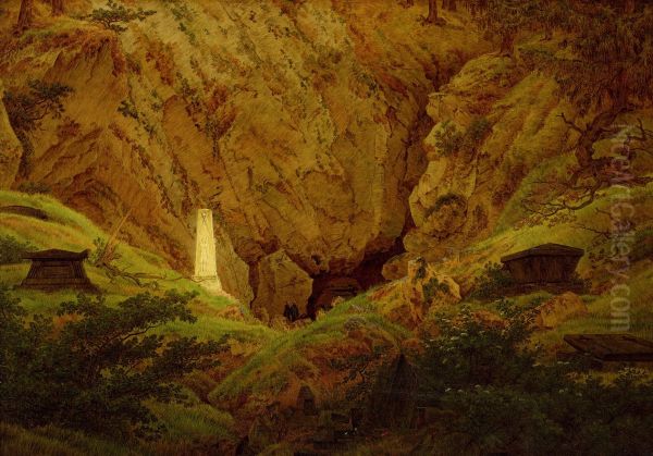 Tombs of the Fallen in the Fight for Independence (Tombs of Ancient Heroes) Oil Painting by Caspar David Friedrich