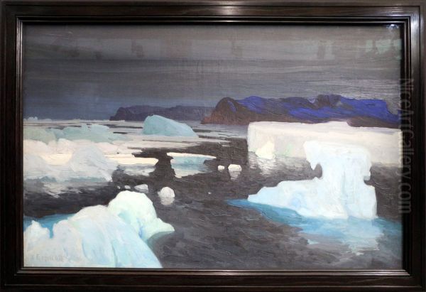 i blocchi di ghiaccio, mare di kara Oil Painting by Alexander Alexeyevich Borisov