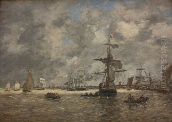 harbour of Antwerpen Oil Painting by Eugene Louis Boudin