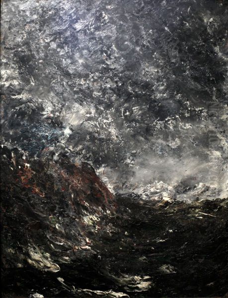 Marine with rocks Oil Painting by August Strindberg