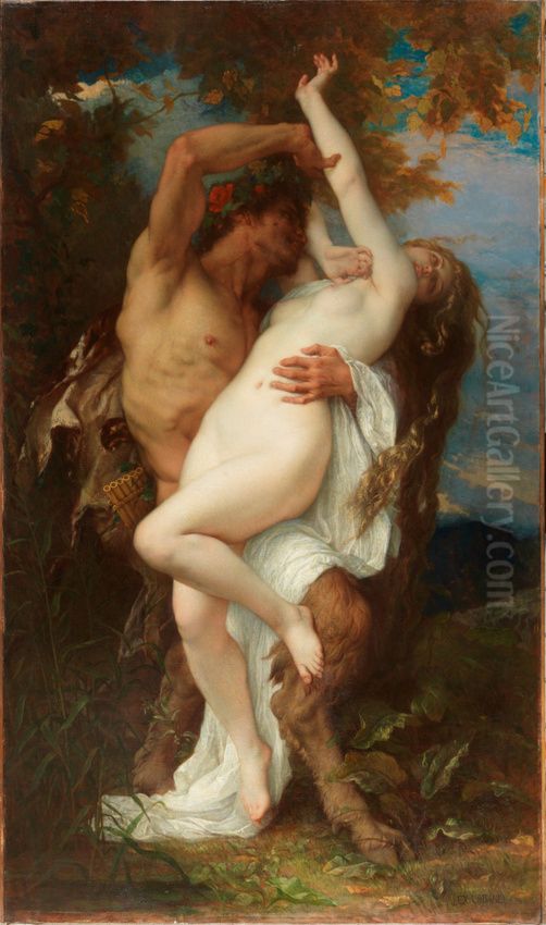 Nymph abducted by a faun Oil Painting by Alexandre Cabanel