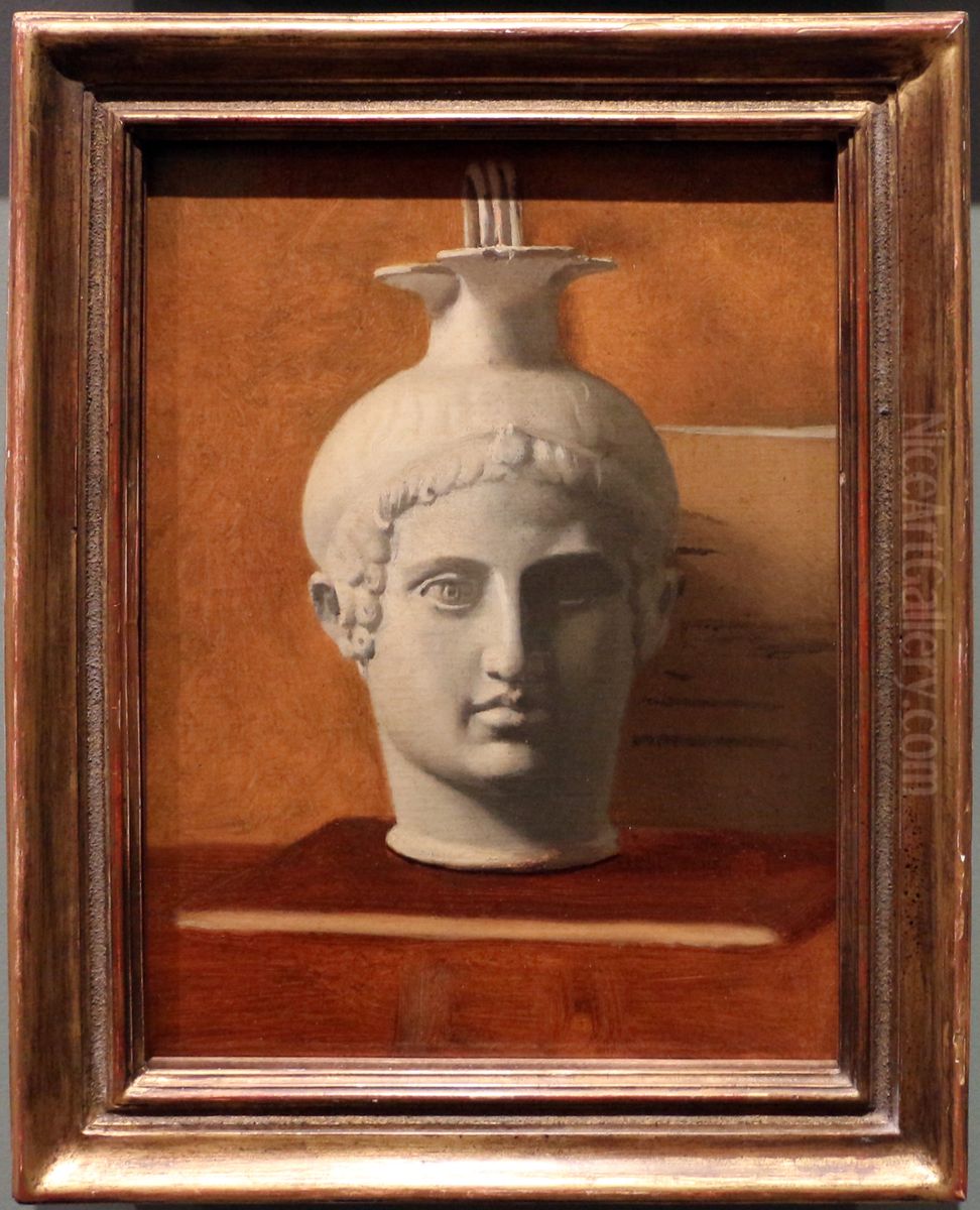 Oenochoe shaped head of young man Oil Painting by Edgar Degas