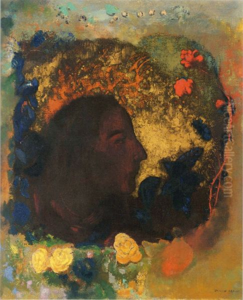Portrait of Gauguin ri ben yu:goganno xiao xiang Oil Painting by Odilon Redon