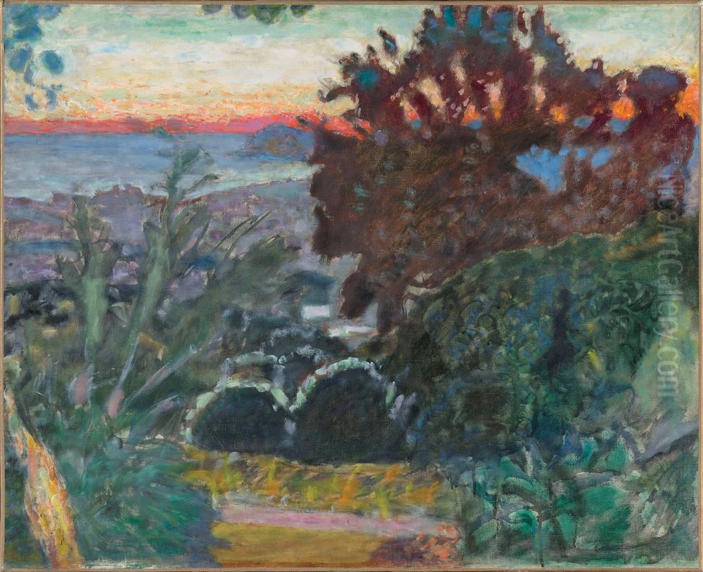 Paysage au soleil couchant, Le Cannet Oil Painting by Pierre Bonnard