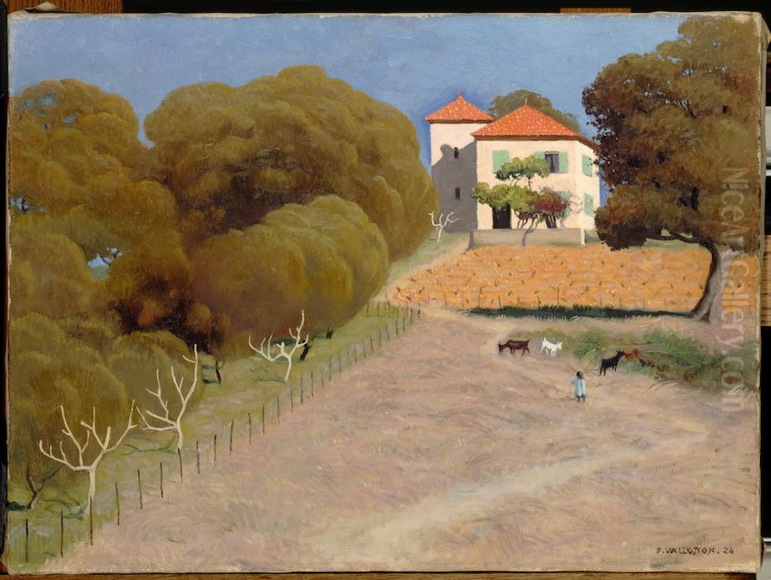 Paysage, la maison au toit rouge Oil Painting by Felix Vallotton
