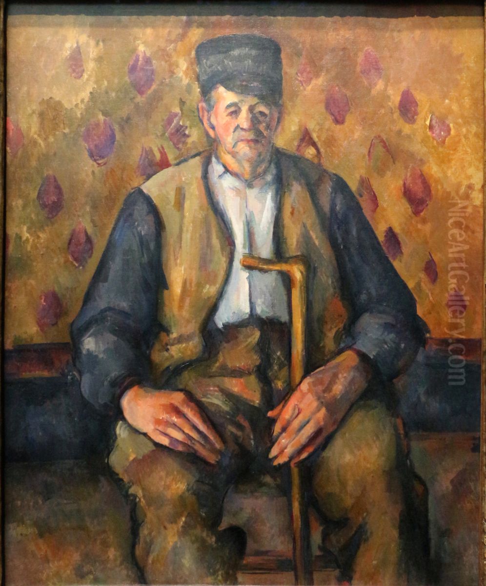 Farmer sitting Oil Painting by Paul Cezanne
